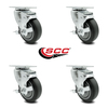 Service Caster 4 Inch Thermoplastic Rubber Wheel Swivel Top Plate Caster Set with Brake SCC SCC-20S414-TPRB-TLB-4